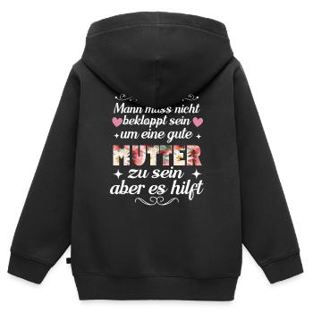 Man Muss Nicht Bekloppt Sein Um Eine Gute Mutter - Kinder Premium Organic Zip Hoodie - Schwarz - Hinten - AI Model Kid Male (0cm)
