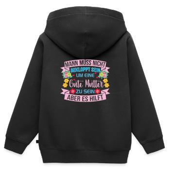 Verrückte Bekloppte Mama Mutter Muttertag Spruch - Kinder Premium Organic Zip Hoodie - Schwarz - Hinten - AI Model Kid Male (0cm)