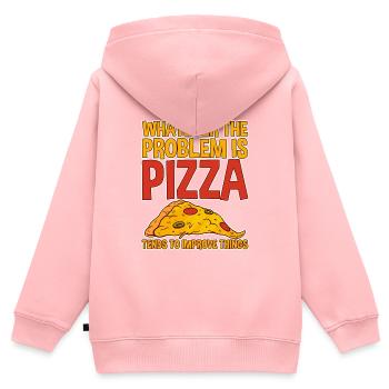 Pizza Tends To Improve Things 2 - Kinder Premium Organic Zip Hoodie - Rosa - Hinten - AI Model Kid Female (0cm)