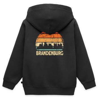 Brandenburg - Kinder Premium Organic Zip Hoodie - Schwarz - Hinten - AI Model Kid Male (0cm)