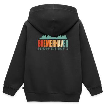 Bremerhaven - Kinder Premium Organic Zip Hoodie - Schwarz - Hinten - AI Model Kid Male (0cm)