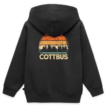 Cottbus - Kinder Premium Organic Zip Hoodie - Schwarz - Hinten - AI Model Kid Male (0cm)