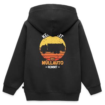 Keine Zeit das Müllauto kommt - Kinder Premium Organic Zip Hoodie - Schwarz - Hinten - AI Model Kid Male (0cm)