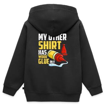 Drechseln Drechsler Kleber Holzdrehen - Kinder Premium Organic Zip Hoodie - Schwarz - Hinten - AI Model Kid Male (0cm)