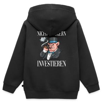 Nicht Meckern INVESTIEREN - Kinder Premium Organic Zip Hoodie - Schwarz - Hinten - AI Model Kid Male (0cm)