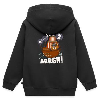 Birthday Pirate 2 Years Old Bday Party Gift Idea - Kids Premium Organic Zip-up Hoodie - black - Back - AI Model Kid Male (0cm)