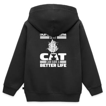 Orchester Katze - Kinder Premium Organic Zip Hoodie - Schwarz - Hinten - AI Model Kid Male (0cm)