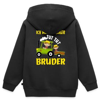 Großer Bruder Bauern Brüder Ankündigung Idee - Kinder Premium Organic Zip Hoodie - Schwarz - Hinten - AI Model Kid Male (0cm)