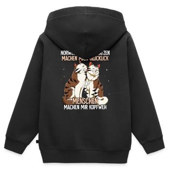 Norwegische Waldkatzen - Kinder Premium Organic Zip Hoodie - Schwarz - Hinten - AI Model Kid Male (0cm)