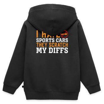 Ich Hasse Sportwagen, Sie Kratzen Meine Diffs - Kinder Premium Organic Zip Hoodie - Schwarz - Hinten - AI Model Kid Male (0cm)
