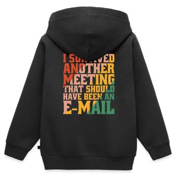 I Survived Another Meeting 32 - Kinder Premium Organic Zip Hoodie - Schwarz - Hinten - AI Model Kid Male (0cm)
