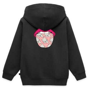 Garlic Knobi Knofi Lips - Kids Premium Organic Zip-up Hoodie - black - Back - AI Model Kid Male (0cm)