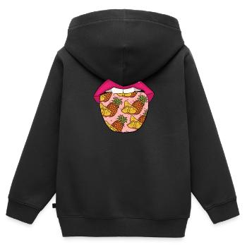Ananas Zunge - Kinder Premium Organic Zip Hoodie - Schwarz - Hinten - AI Model Kid Male (0cm)