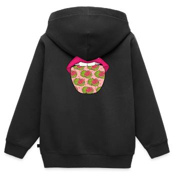 Wassermelone Zunge - Kinder Premium Organic Zip Hoodie - Schwarz - Hinten - AI Model Kid Male (0cm)