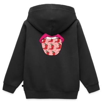 Chipotle Zunge - Kinder Premium Organic Zip Hoodie - Schwarz - Hinten - AI Model Kid Male (0cm)