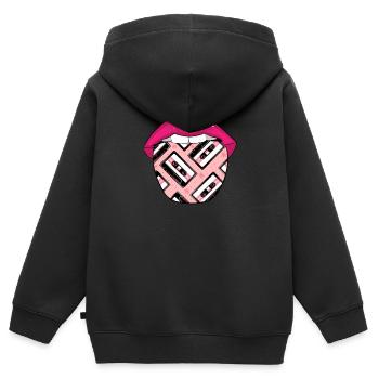 Cassette Audio Cassette Tongue - Sweat Premium à capuche zippé enfant bio - noir - Dos - AI Model Kid Male (0cm)