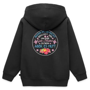 Verrückte Bekloppte Mama Mutter Muttertag Spruch - Kinder Premium Organic Zip Hoodie - Schwarz - Hinten - AI Model Kid Male (0cm)