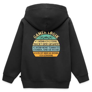 Gamer Logik Gaming Video Games Multiplayer Zocker - Kinder Premium Organic Zip Hoodie - Schwarz - Hinten - AI Model Kid Male (0cm)