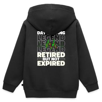 Day Trading Day Trader à la retraite - Sweat Premium à capuche zippé enfant bio - noir - Dos - AI Model Kid Male (0cm)