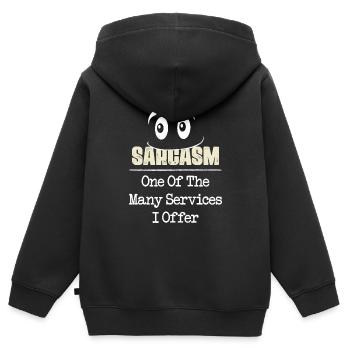 Sarkasmus Service - Kinder Premium Organic Zip Hoodie - Schwarz - Hinten - AI Model Kid Male (0cm)