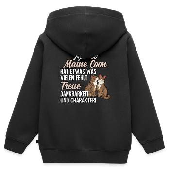 Maine Coon Katze - Kinder Premium Organic Zip Hoodie - Schwarz - Hinten - AI Model Kid Male (0cm)