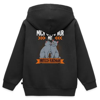 Britisch Kurzhaar Katze - Kinder Premium Organic Zip Hoodie - Schwarz - Hinten - AI Model Kid Male (0cm)