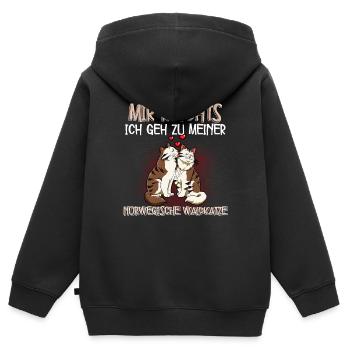 Norwegische Waldkatze - Kinder Premium Organic Zip Hoodie - Schwarz - Hinten - AI Model Kid Male (0cm)
