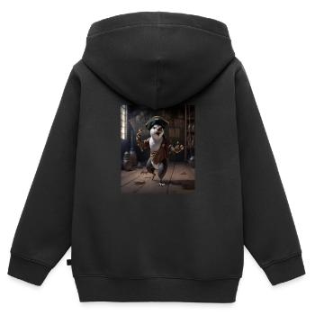Cute Sea Otter Pet Dabbing Pirate Otter - Kids Premium Organic Zip-up Hoodie - black - Back - AI Model Kid Male (0cm)