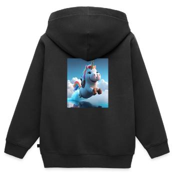 Cute Rainbow Unicorn Otter Riding A Unicorn - Kinder Premium Organic Zip Hoodie - Schwarz - Hinten - AI Model Kid Male (0cm)