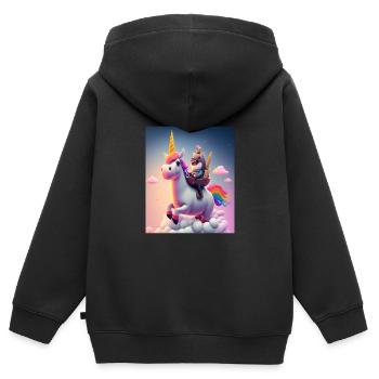 Cute Rainbow Unicorn Otter Riding A Unicorn - Kinder Premium Organic Zip Hoodie - Schwarz - Hinten - AI Model Kid Male (0cm)
