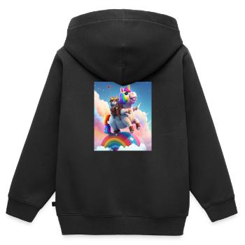 Cute Rainbow Unicorn Otter Riding A Unicorn - Kinder Premium Organic Zip Hoodie - Schwarz - Hinten - AI Model Kid Male (0cm)