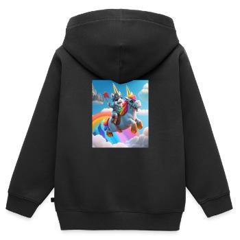 Cute Rainbow Unicorn Otter Riding A Unicorn - Kinder Premium Organic Zip Hoodie - Schwarz - Hinten - AI Model Kid Male (0cm)