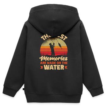 The Best Memories Made On The Water Father's Day - Kids Premium Organic Zip-up Hoodie - black - Back - AI Model Kid Male (0cm)
