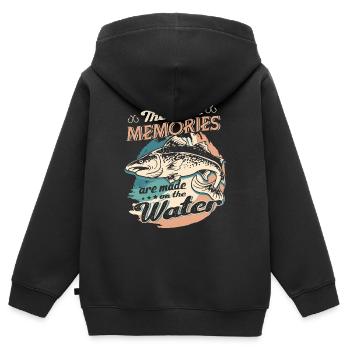 The Best Memories Made On The Water Father's Day - Kids Premium Organic Zip-up Hoodie - black - Back - AI Model Kid Male (0cm)