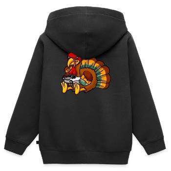 Video Game Thanksgiving Truthahn Gamer - Kinder Premium Organic Zip Hoodie - Schwarz - Hinten - AI Model Kid Male (0cm)