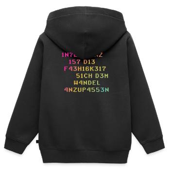 Intelligenz Ist Die Fähigkeit Sich Dem Wandel - Kinder Premium Organic Zip Hoodie - Schwarz - Hinten - AI Model Kid Male (0cm)