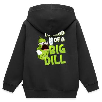 Drôle d’amoureux du concombre Jeu de mots Je suis un peu un b - Sweat Premium à capuche zippé enfant bio - noir - Dos - AI Model Kid Male (0cm)