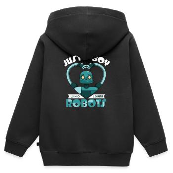 Roboter - Kinder Premium Organic Zip Hoodie - Schwarz - Hinten - AI Model Kid Male (0cm)