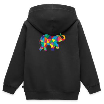 Éléphant Polygone Animal sauvage - Sweat Premium à capuche zippé enfant bio - noir - Dos - AI Model Kid Male (0cm)