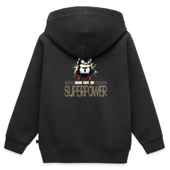 Linux Tux with Sudo Superpower Super-Penguin - Kinder Premium Organic Zip Hoodie - Schwarz - Hinten - AI Model Kid Male (0cm)