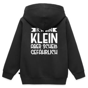 Ich Bin Klein Aber Scheiß Gefährlich Kleine - Kinder Premium Organic Zip Hoodie - Schwarz - Hinten - AI Model Kid Male (0cm)