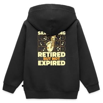 Saxophone Saxophone Retiré - Sweat Premium à capuche zippé enfant bio - noir - Dos - AI Model Kid Male (0cm)