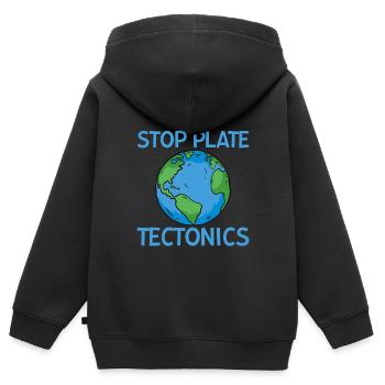 Stop Plate Tectonics 2 - Sweat Premium à capuche zippé enfant bio - noir - Dos - AI Model Kid Male (0cm)