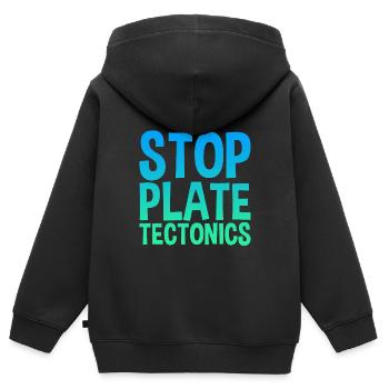 Tectonique des plaques d’arrêt - Sweat Premium à capuche zippé enfant bio - noir - Dos - AI Model Kid Male (0cm)