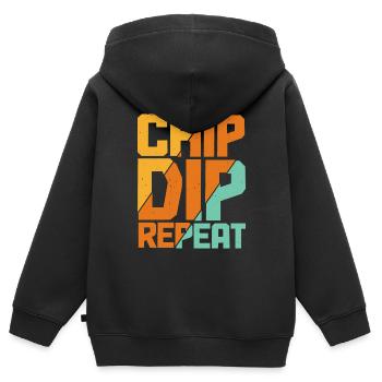 Chip Dip Repeat 11 - Kinder Premium Organic Zip Hoodie - Schwarz - Hinten - AI Model Kid Male (0cm)