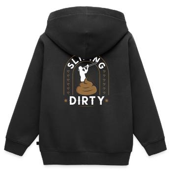 Trombone Player In Turd, Sliding Dirty, Funny - Kinder Premium Organic Zip Hoodie - Schwarz - Hinten - AI Model Kid Male (0cm)