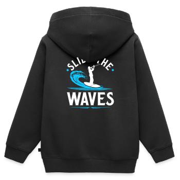 Trombone Player Surfer Quote, Funny Trombonist - Kinder Premium Organic Zip Hoodie - Schwarz - Hinten - AI Model Kid Male (0cm)