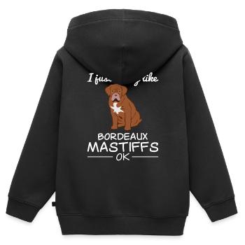 Bordeaux Grand Dague Chien Chien Amoureux Citation Cadeau - Sweat Premium à capuche zippé enfant bio - noir - Dos - AI Model Kid Male (0cm)