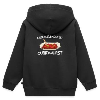 Mein Lieblingsgemüse ist Currywurst Ruhpott - Kinder Premium Organic Zip Hoodie - Schwarz - Hinten - AI Model Kid Male (0cm)