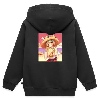 Anime Girl Wearing Sombrero Anime Girl Wearing - Kids Premium Organic Zip-up Hoodie - black - Back - AI Model Kid Male (0cm)
